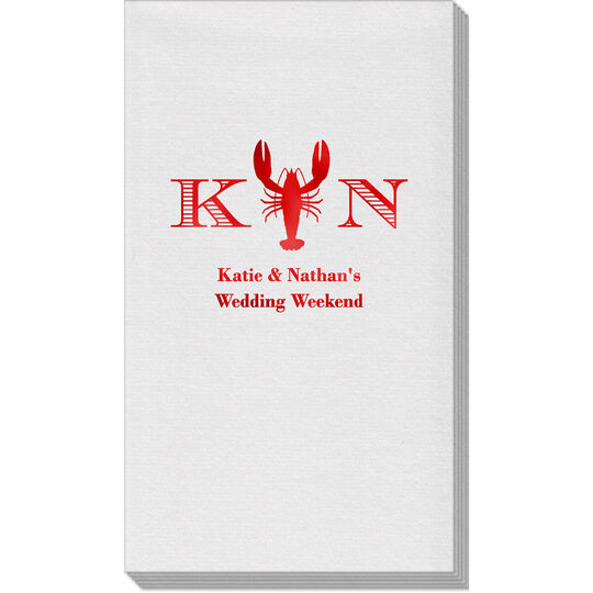 Initial Lobster Linen Like Guest Towels